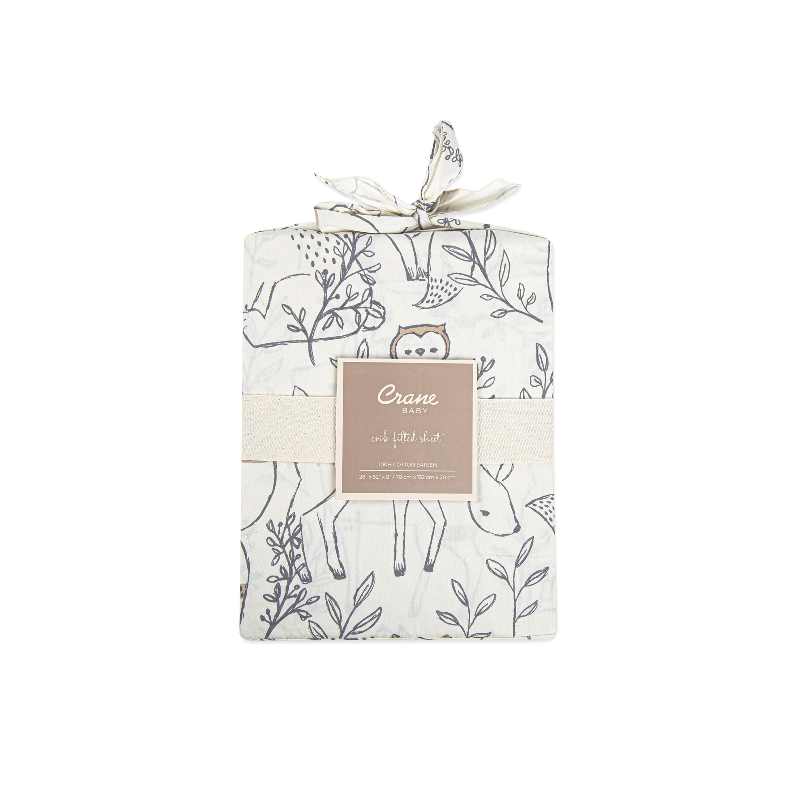 Crane Baby Lenzuolo con angoli per culla, 100% raso di cotone, unisex, traspirante, per materasso standard da culla, essenziale per neonato
