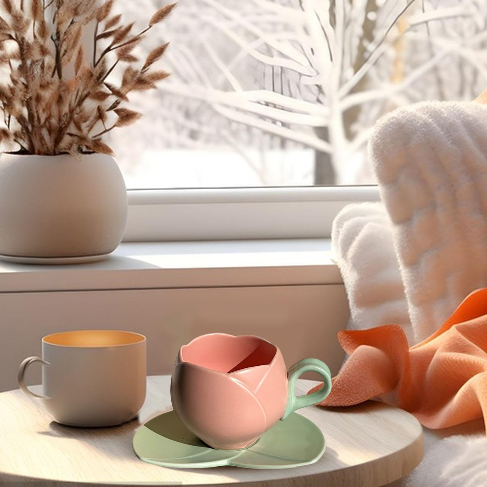 高脚陶器カップ 花柄 花柄 マグカップ 牡丹 おしゃれ 美濃焼 フラワー 大きい