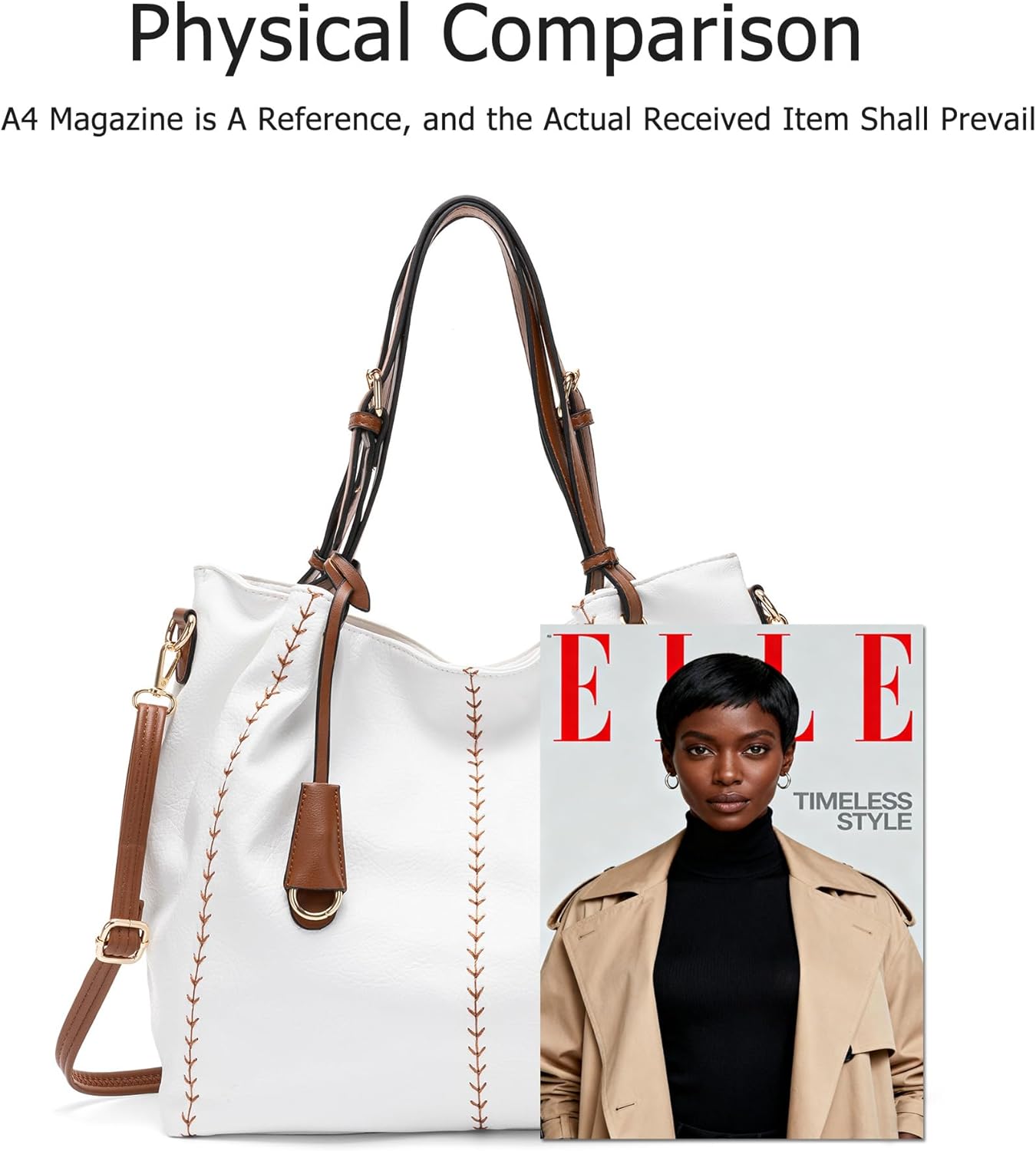 myfriday Vintage Hobo Shoulder Bag for Women Soft Leather Bucket Tote Bag Fashionable Structured Purse with Rivet Detail - Image 4