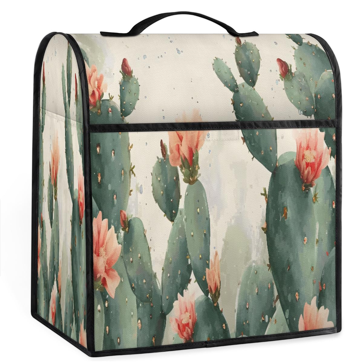 Coffee Maker Cover Retro Cactus Kitchen Appliance Covers Small Appliance Covers Blender Cover Juicer Cover Dust Covers for Kitchen Appliances with Top Handle and Pockets,Washable,C271