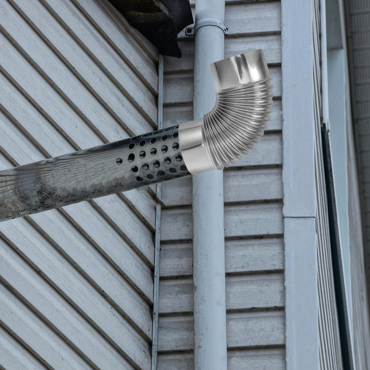 Connettore Tubo Stufa in Acciaio Inox a Gomito 90° Doppio Strato | Argento, Saldatura Ermetica, Isolamento Efficiente, per Stufa a Legna, Case e Uffici