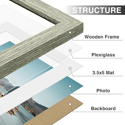 Vista 375 de Vittanly - Juego de 9 portarretratos, plexiglás resistente a rupturas, exhibe fotos de 12 x 12 pulgadas o, con paspartú, de 8 x 8 pulgadas, marcos