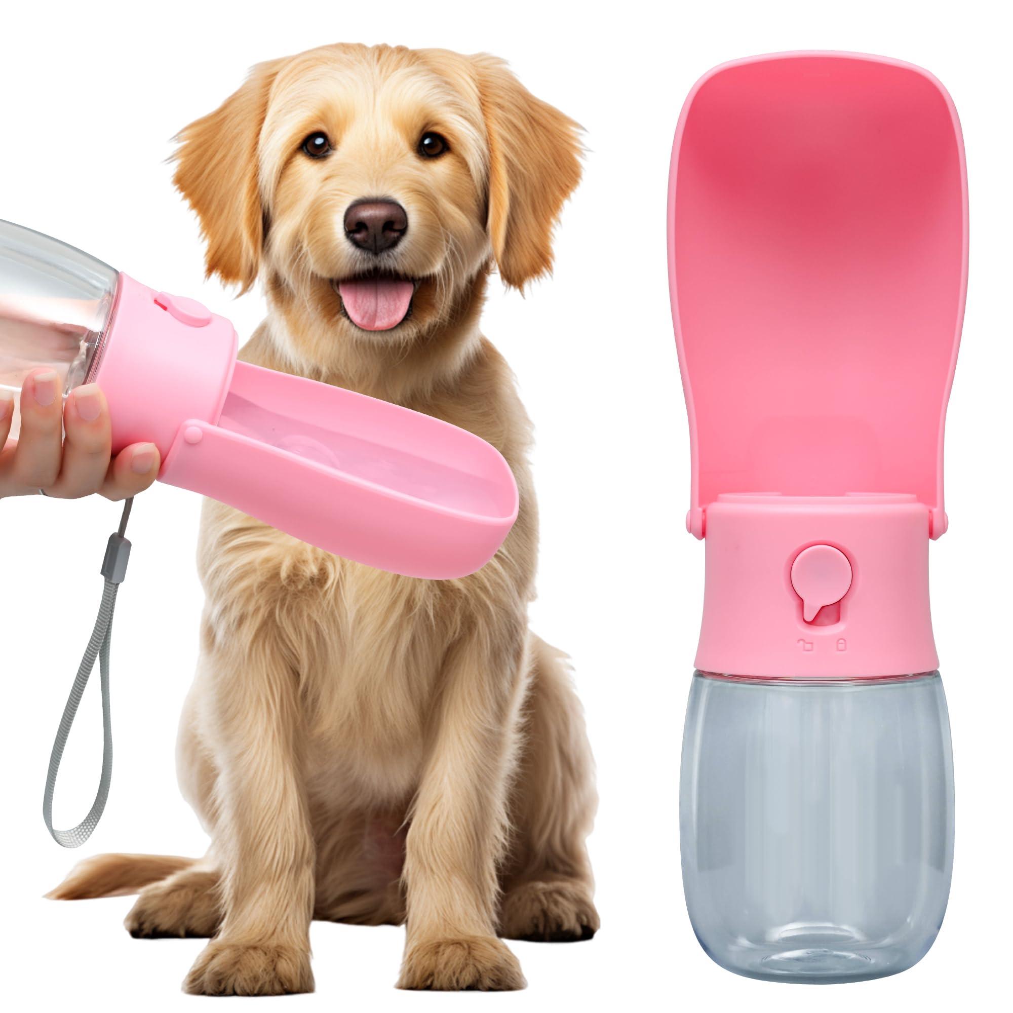 Dog Water Bottle, Leak Proof Portable Puppy Water Dispenser, Travel Puppy Water Bowl, Foldable Transparent Dog Water Bottle for Pets Outdoor Walking,