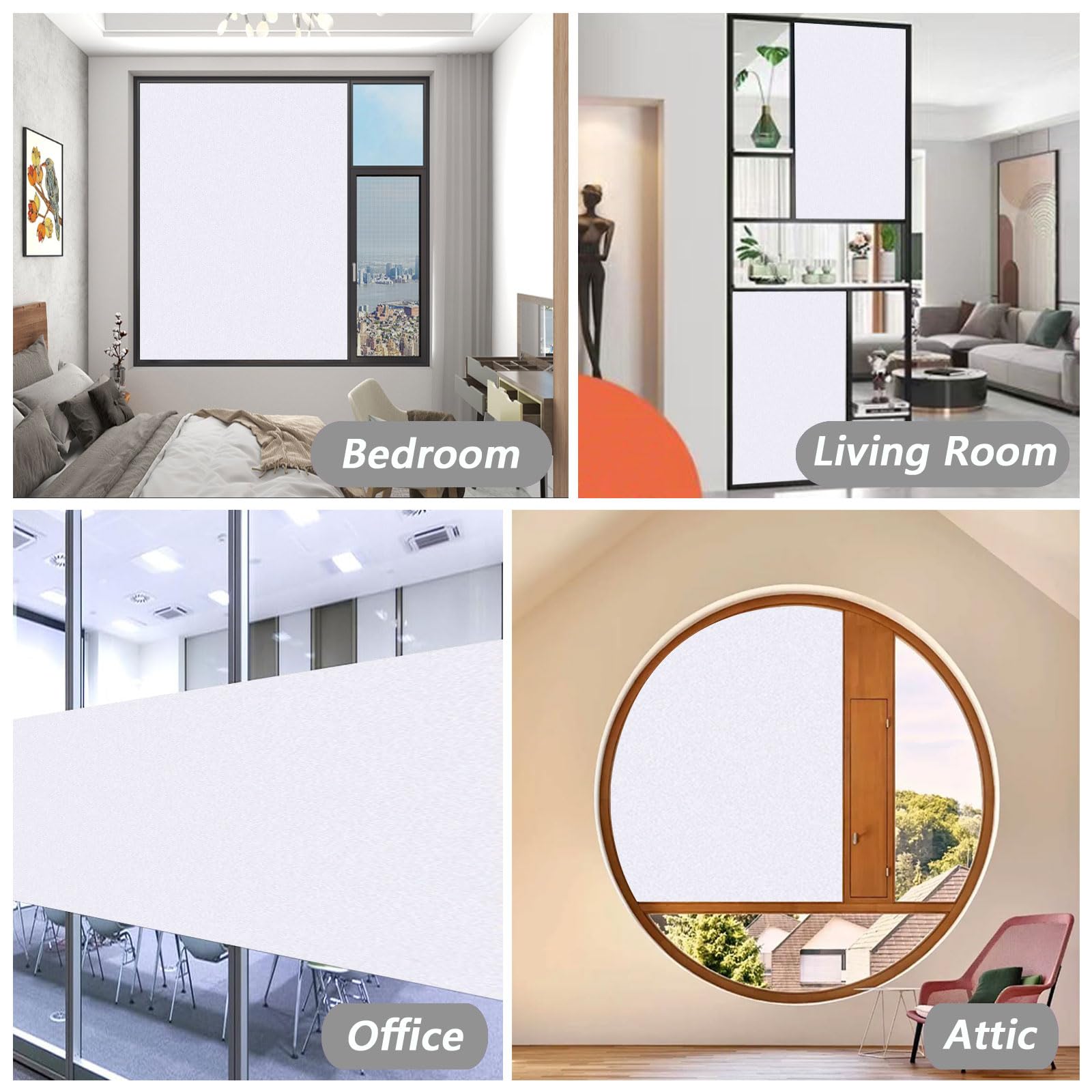 Film pour Vitre Adhésif Anti Regard 85 x 700 cm Opaque et Réutilisable Bon Intimité Anti UV Film Electrostatique Vitre Para Fenetre Regard pour Bureau, Blanc Mat