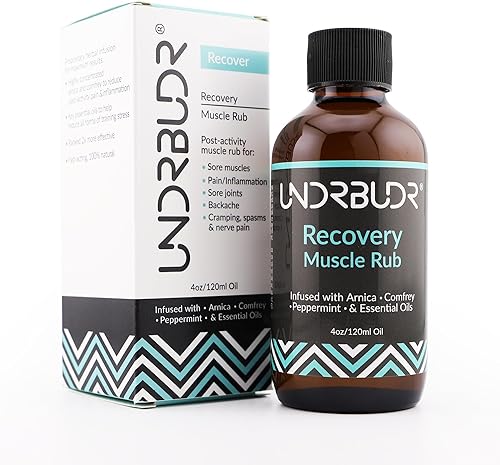 Aceite de masaje muscular para recuperación después de la actividad con árnica, consuelda y aceites esenciales, 4 onzas para dolor muscular, dolor