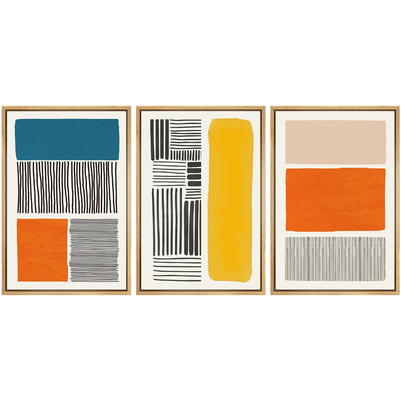 Amazon.com: SIGNWIN Framed Canvas Print Wall Art Set Mid-Century Bright ...