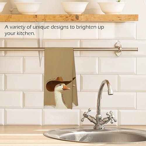 Miniatura 2 de Toallas de cocina de ganso de vaquero occidental, diseño vintage de gansos divertidos con texto en inglés "You Just Yee'd Dish Hand Teat", toalla