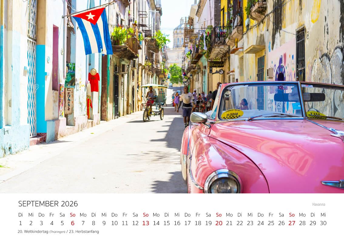 Edition Seidel Premium Kalender Kuba 2026 Format DIN A4 Wandkalender Südamerika Mittelamerika Amerika Havanna Capitol Oldtimer
