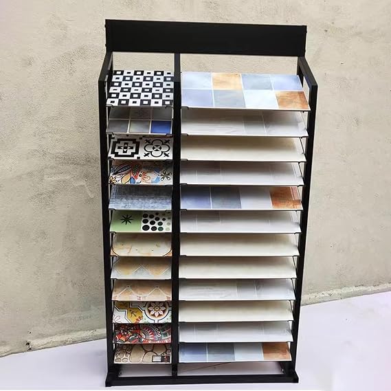 Large Format Tile Display Rack with 24 Card Slots, Customizable Door Sample Holder Placing Building Material Samples, Standing Marble Slab Display Stand(19.7x13.8inch/50x35cm)