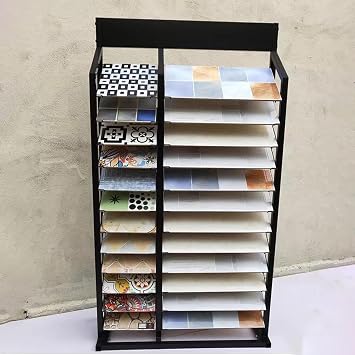 Large Format Tile Display Rack with 24 Card Slots, Customizable Door Sample Holder Placing Building Material Samples, Standing Marble Slab Display Stand(19.7x13.8inch/50x35cm)