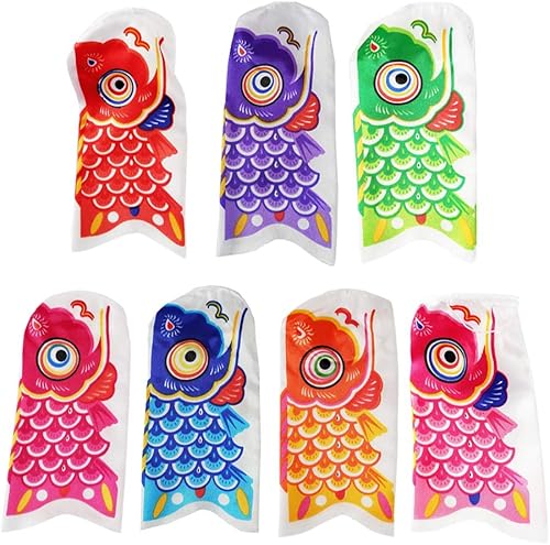 Amosfun 7pcs Mini carpa japonesa Windsock Streamer Fish Flag Kite Koinobori hogar al aire libre colgante decoración (5.9 in)