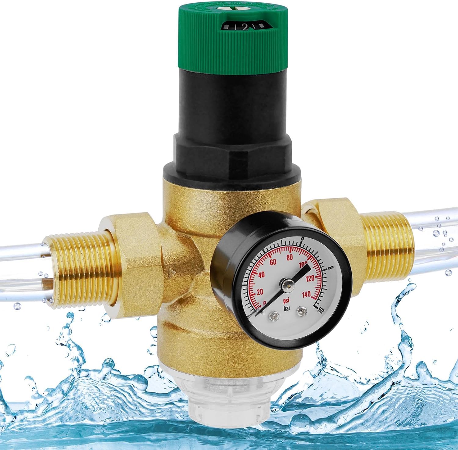 Reducteur de Pression Eau 3/4" DN20, Réglable Reducteur de Pression Eau avec Manometre Pression Eau Et Filtre à Mailles, Réducteur de Pression D'eau pour Filtrer Les Impuretés Dans L'eau