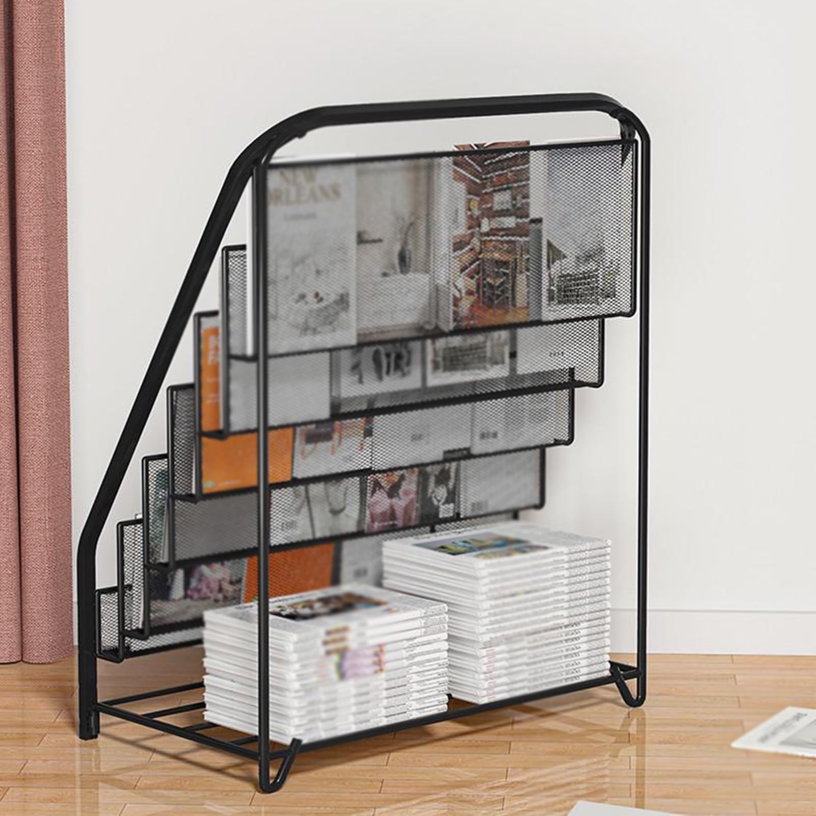 Bodenstehender Zeitschriftenständer, Klappbarer Zeitschriftenständer, Trapezförmiger Zeitschriftenständer, Geeignet For Einkaufszentren, Büros, Ausstellungen(42x24x74cm)