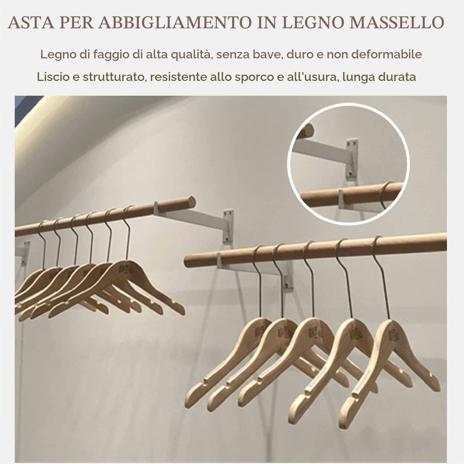 Appendiabiti a parete per indumenti, espositore per abbigliamento al dettaglio, asta per appendere multiuso, appendiabiti per armadio, appendiabiti, appendiabiti per casa/commerciale