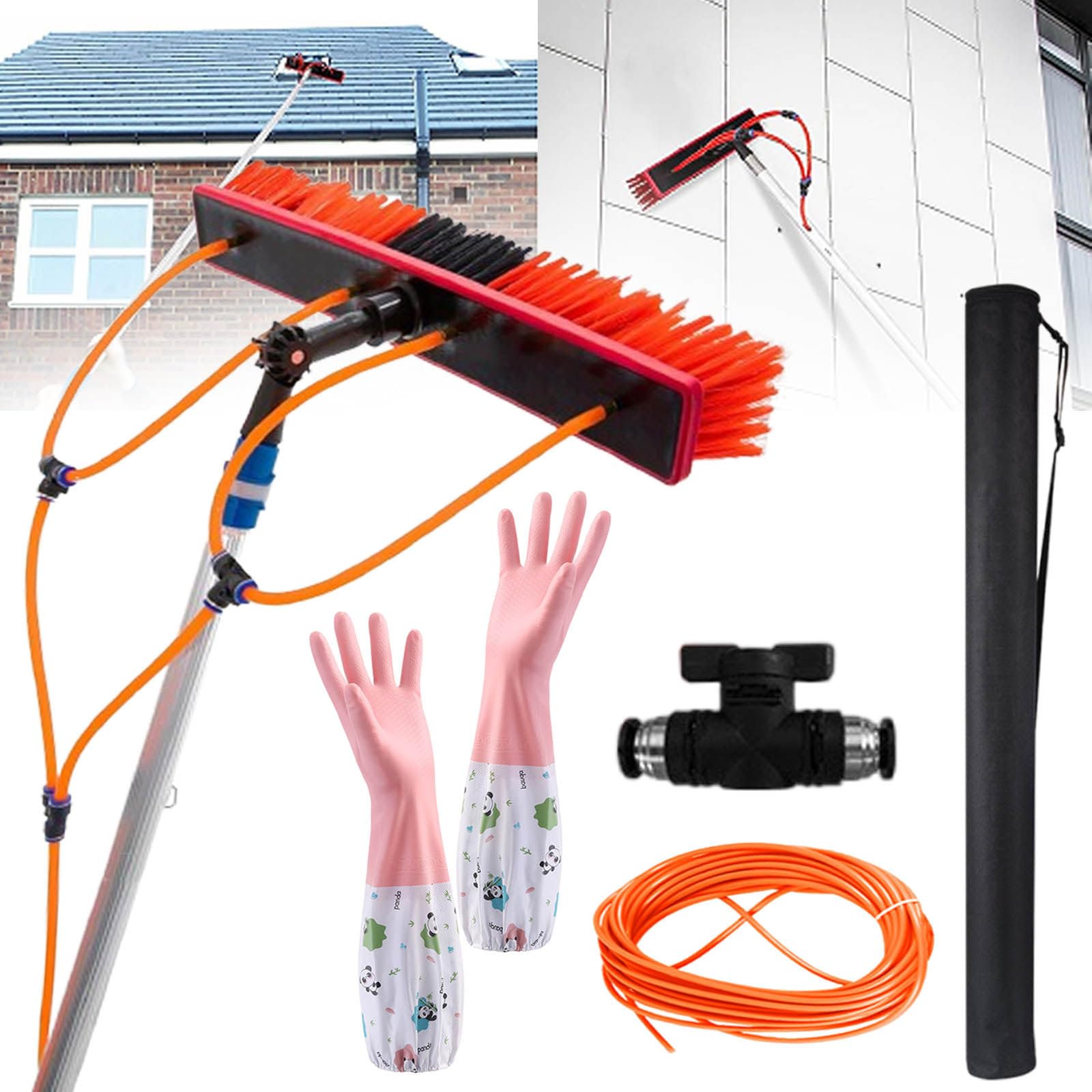 Brosse de Nettoyage pour Panneaux solaires de 8 m avec Manche alimenté en Eau