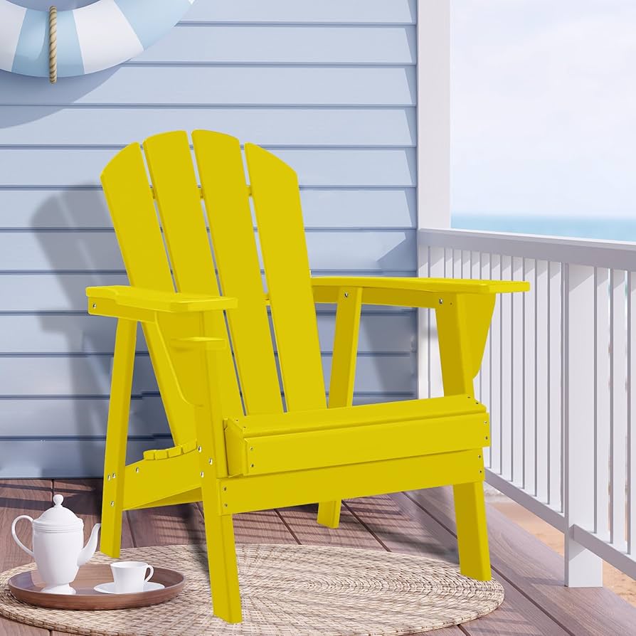bright yellow plastic adirondack chairs
