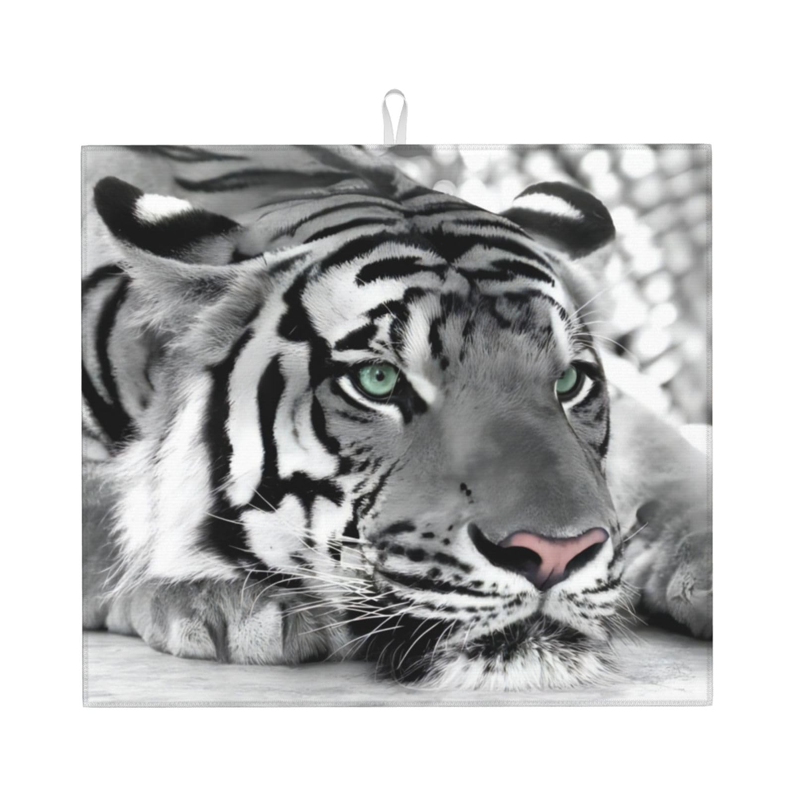 Yyhhaofa Black Tiger Leopard Prints Kitchen Drying Mat – Absorbent Dish Throw For Countertops, Non-Slip Quick-Dry Layer With Stylish Prints