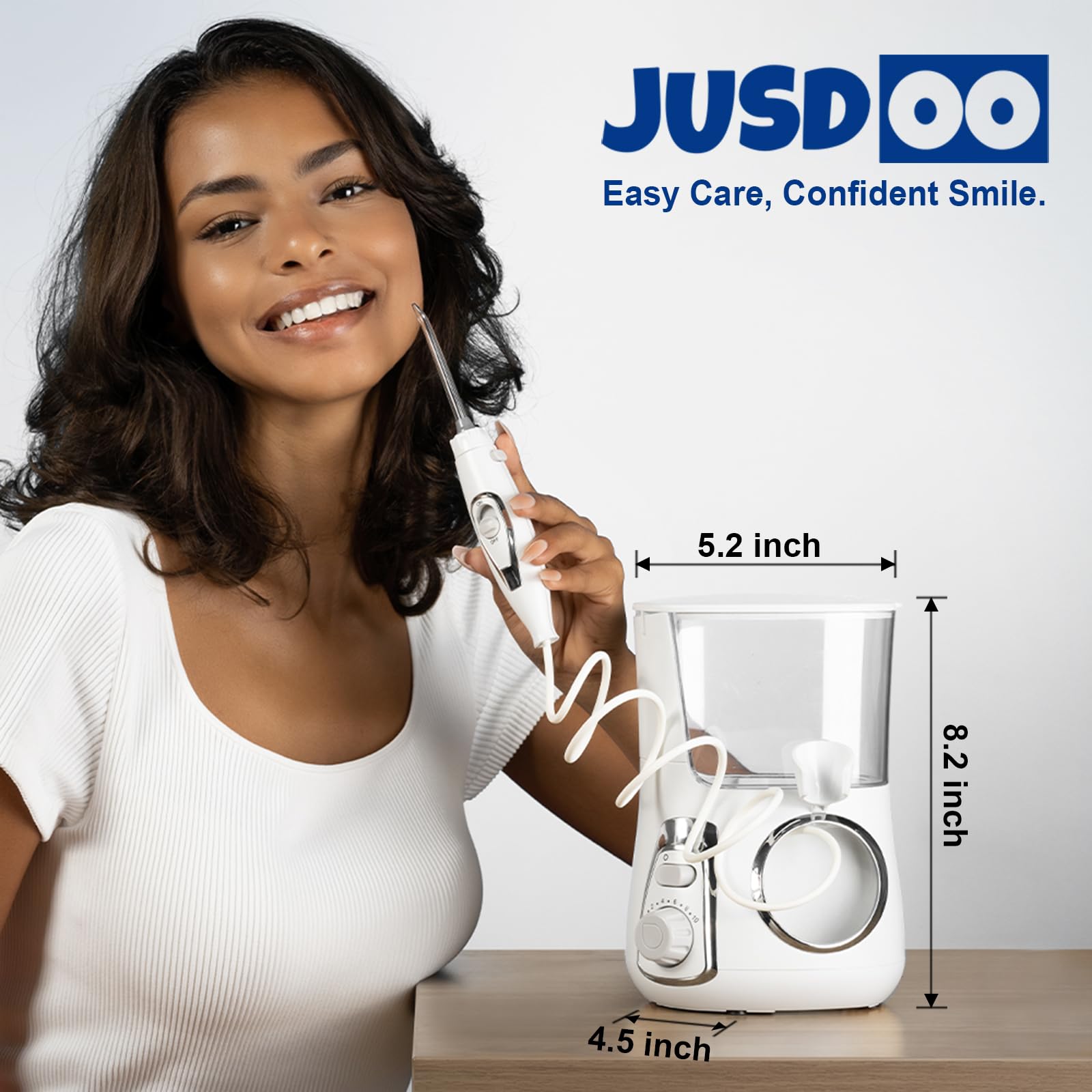 Irrigador bucal dental para dientes y aparatos ortopédicos, 800 ml con 10 niveles de presión, 7 puntas de chorro, cepillo de dientes y estuche de limpieza de boquillas, cuidado bucal familiar