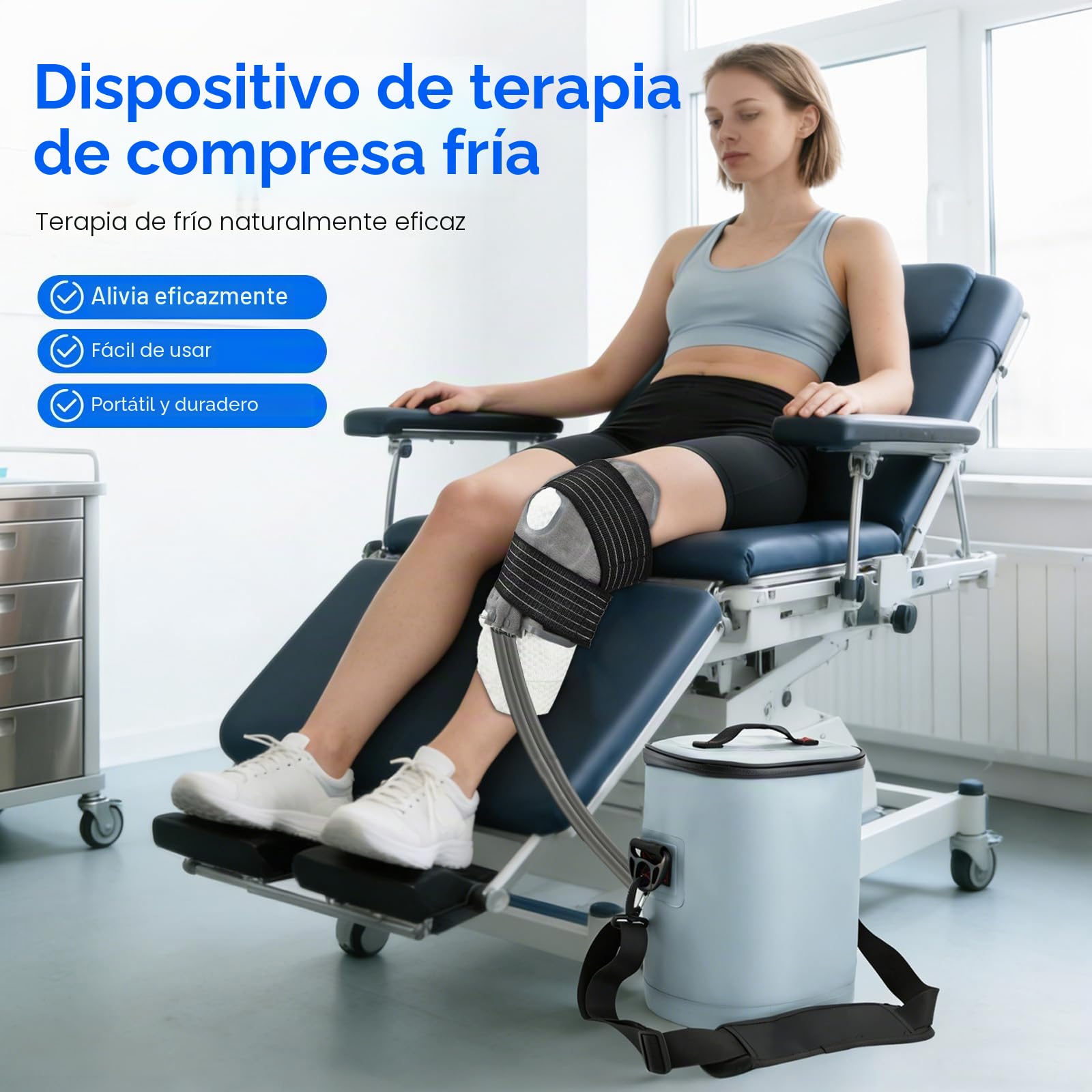 Máquina de terapia de frío con temporizador programable, manguito de refrigeración para rodillas, 14 l, máquina de hielo portátil para rodillas después de cirugías, reutilizable rodillera para espalda