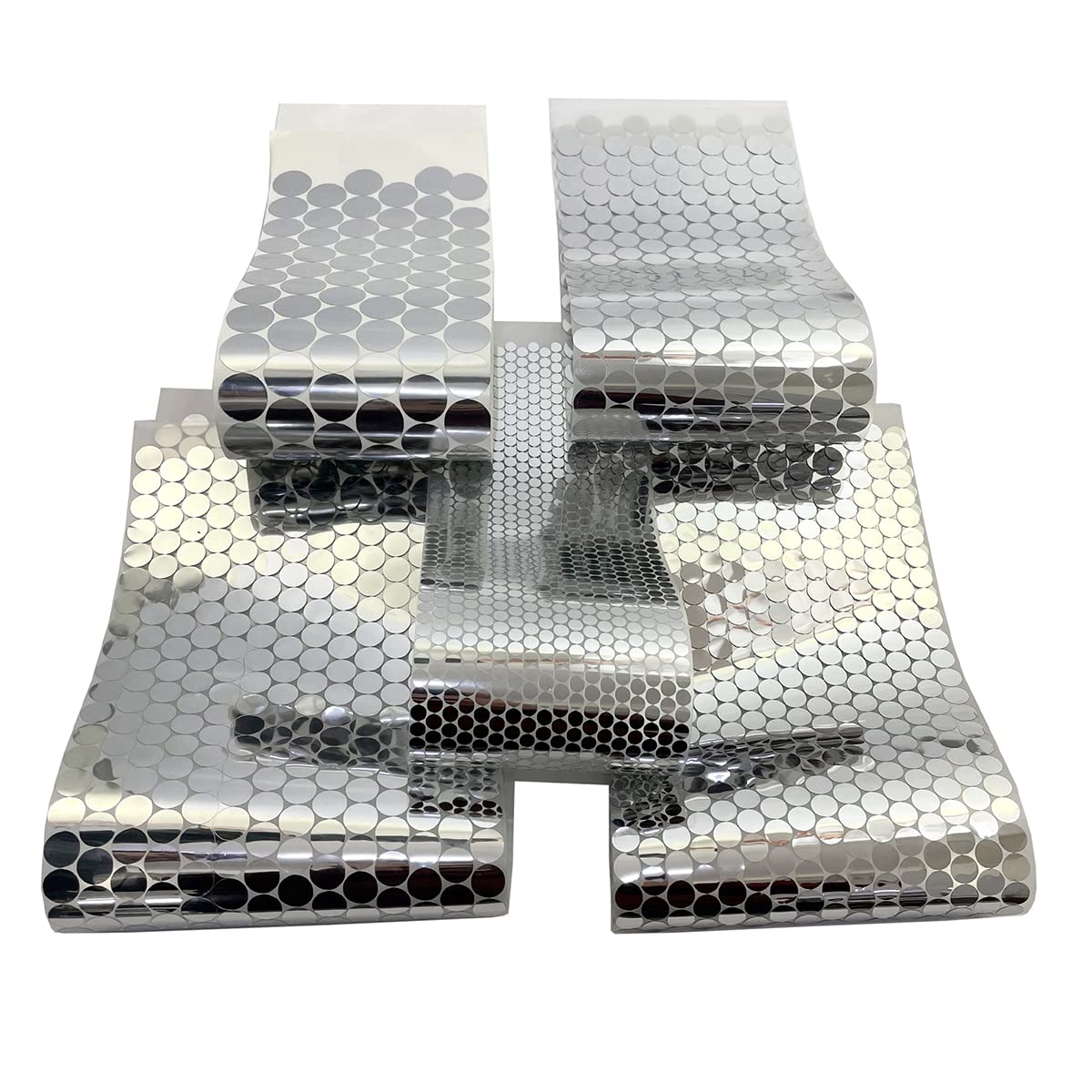 Embroiderymaterial Silver Foil Round Metallic Waterproof Craft Stickers Combo Sheets for DIY, Resin Art, Wedding Packing, Embroidery & Decoration (5 Sheets, Multi-Size)