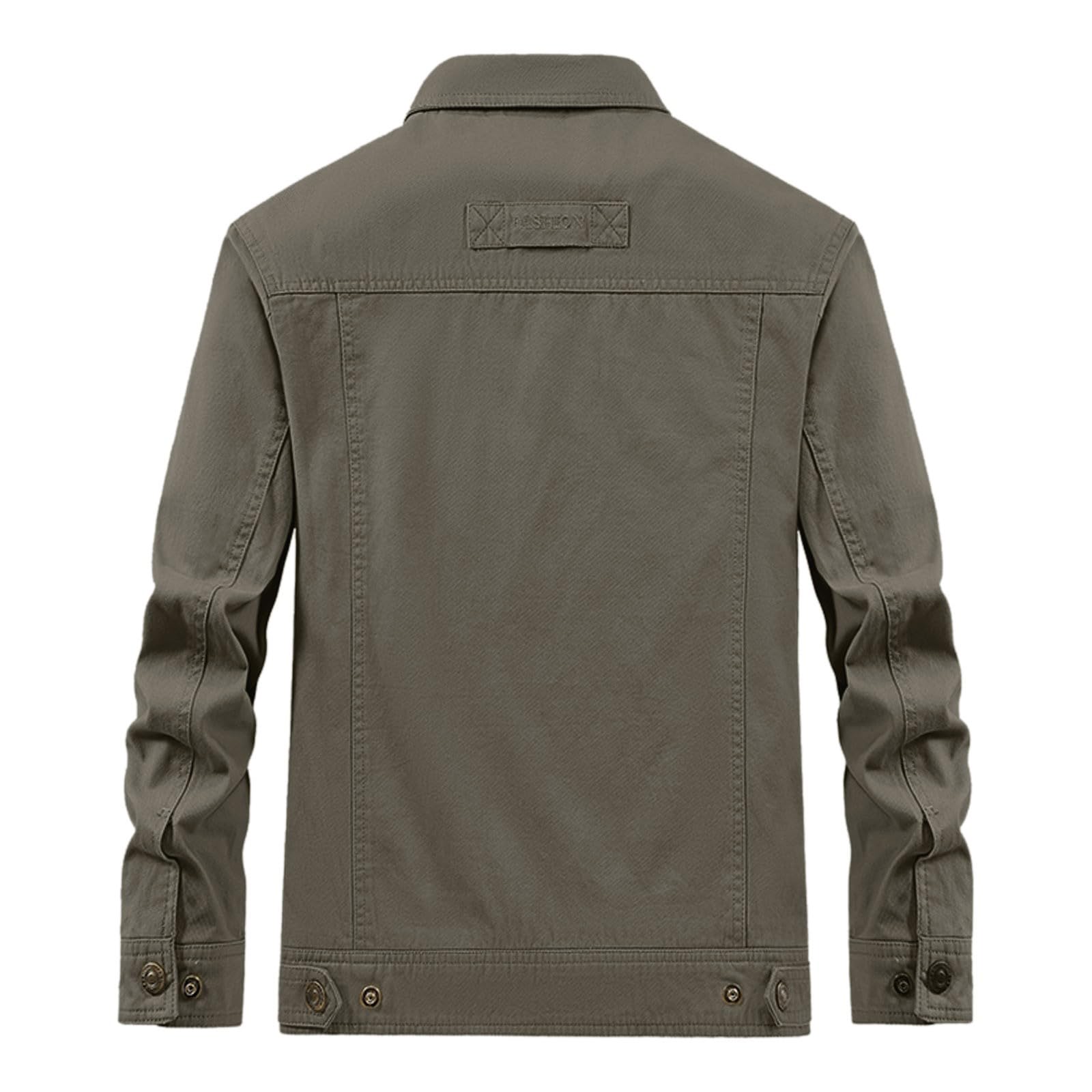 Generisch Frühlings- Herbstjacke für Herren, Mantel, Herren, lockere, große Größe, Outdoor, lässige Arbeitsjacke (Army Green, XXL)