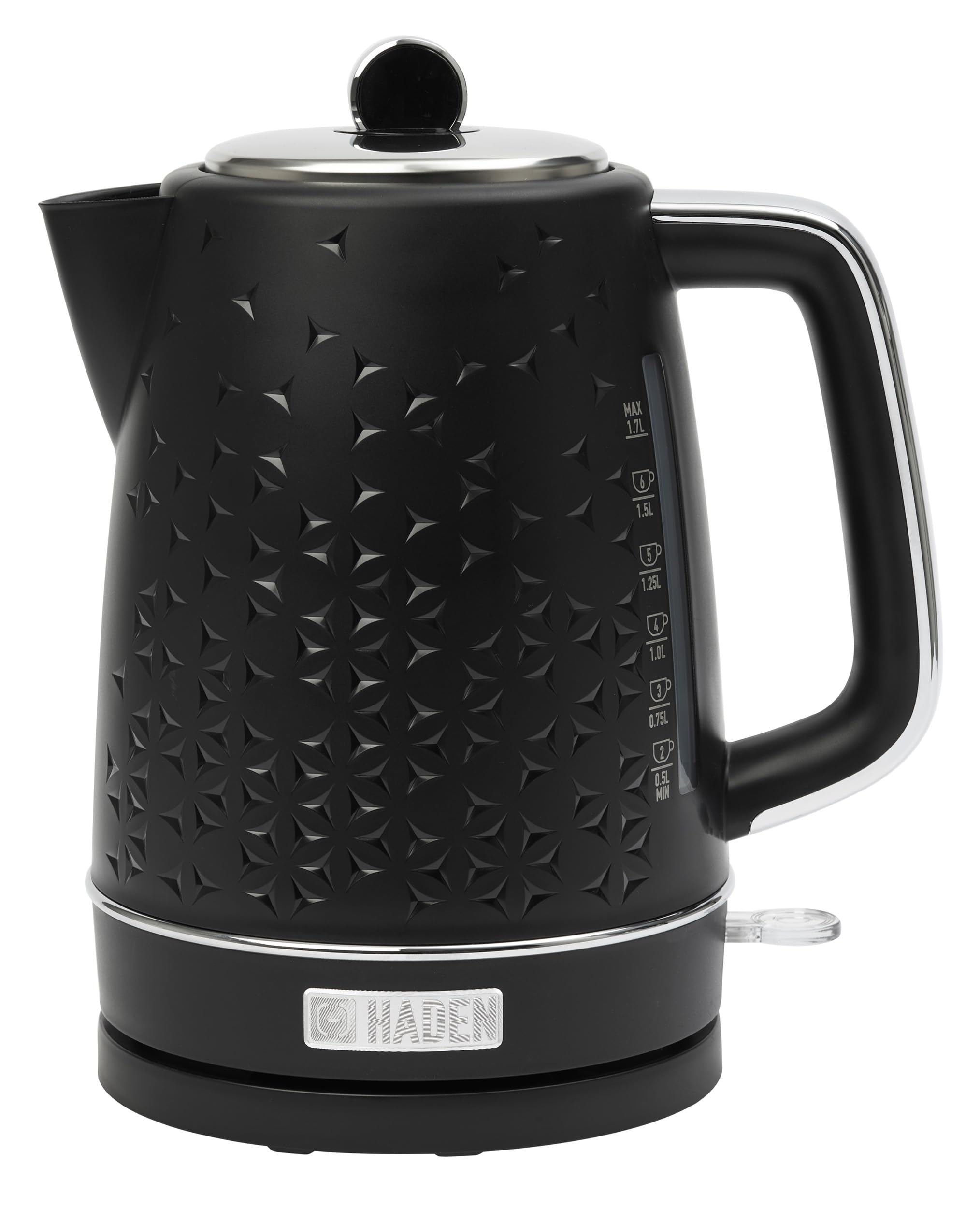Haden Starbeck 1.7 Liter Stainless Steel Electric Water Kettle, Black & Chrome