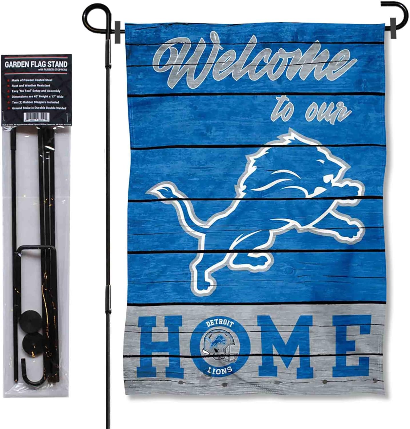 WinCraft Lions Welcome to Our Home Garden Flag and Flagpole Mount