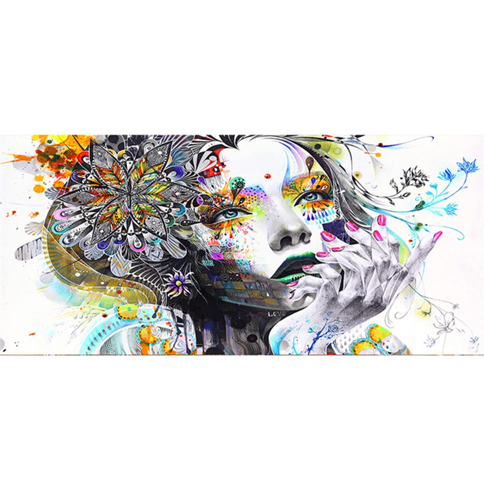 Diamond Painting 12x24in Doodle Girl Diamond Picture Art Kits DIY Adults Kids Crystal Gem Sequin Art Kits 5d Diamond Painting Square Full Drill Diamond Dots for Home Wall Decor Gifts 30x60cm10089