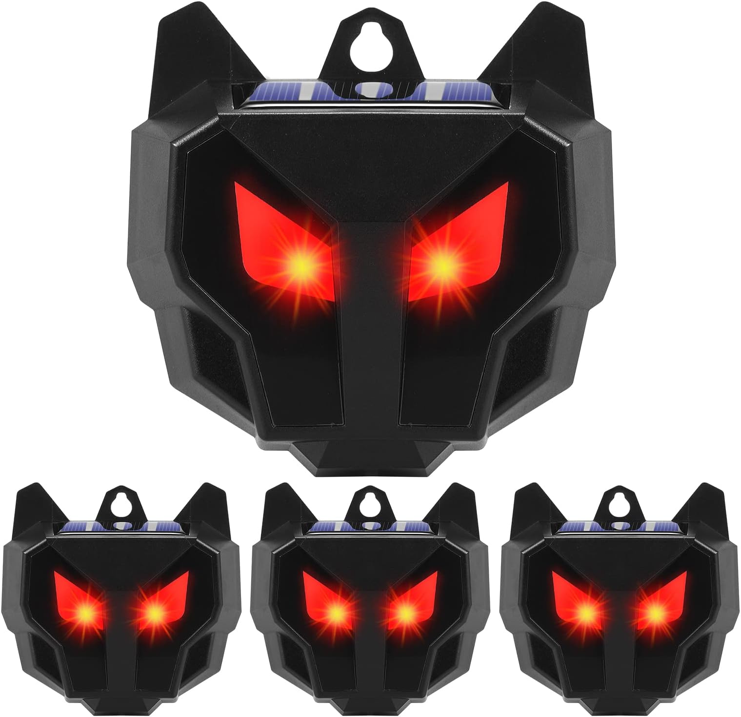 4 Pack Solar Powered Animal Repellent, Nighttime Animal Deterrent Repellent with Red LED Lights Waterproof Wild Animal Predator Deterrent Repel Coyote, Raccoon, Fox, Skunk from Yard Farm Animal Model