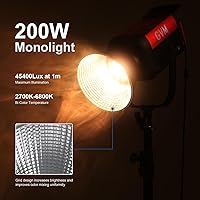 Vista 2 de GVM 200W Luz de Vídeo LED, Kit de Iluminación para Fotografía PRO SD200B con Red Mesh Bluetooth/Control DMX, Luz de Estudio de Iluminación Continua