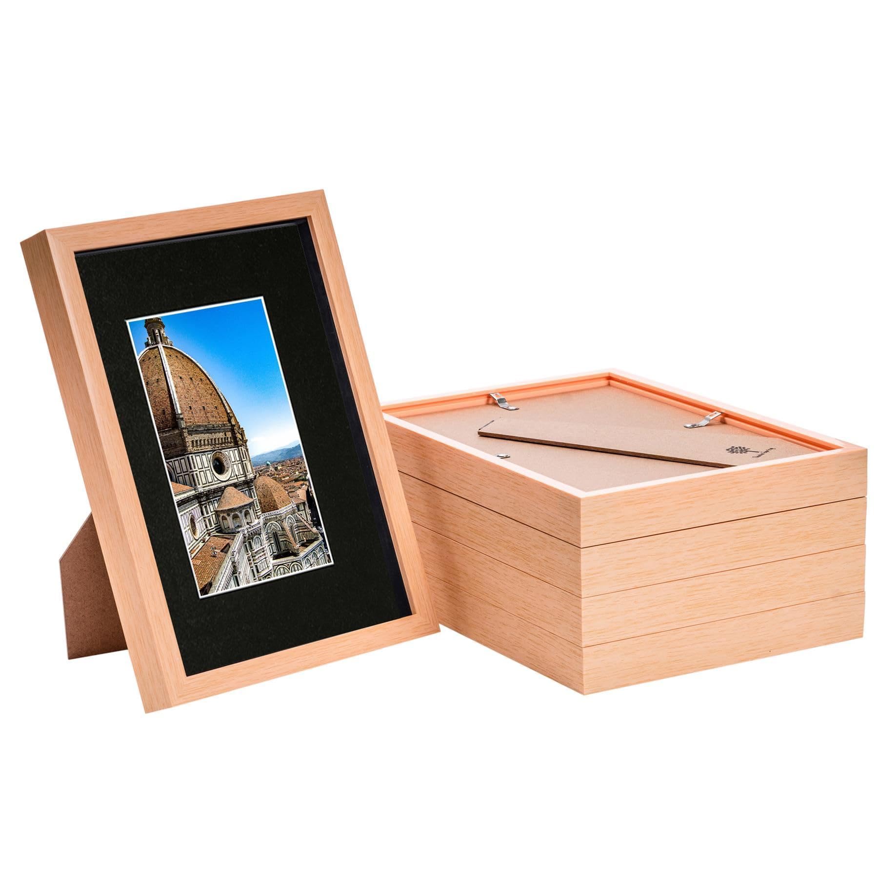 Cadre shadow box A4 Nicola Spring en bois clair à personnaliser pour un cadeau d'anniversaire