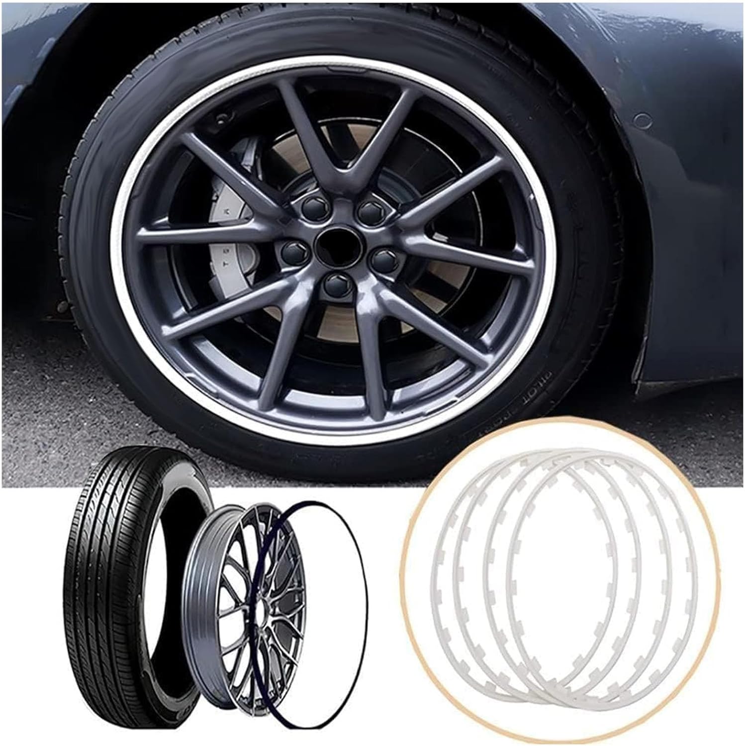 Alloy Wheels Protectors 16-20in Wheels Rim Protectors Automotive Rims Guard Protection Rings 4 Pieces Nylon Edge Trim Protection Rings for All Cars