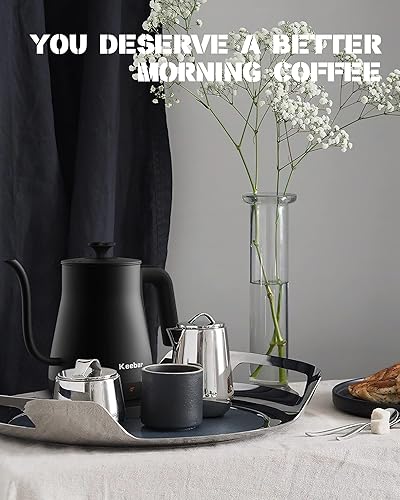 Miniatura 7 de Hervidor eléctrico, hervidor de cuello de cisne con apagado automático, hervidor eléctrico pequeño de 0.8 L, boquilla precisa diseñada para té de