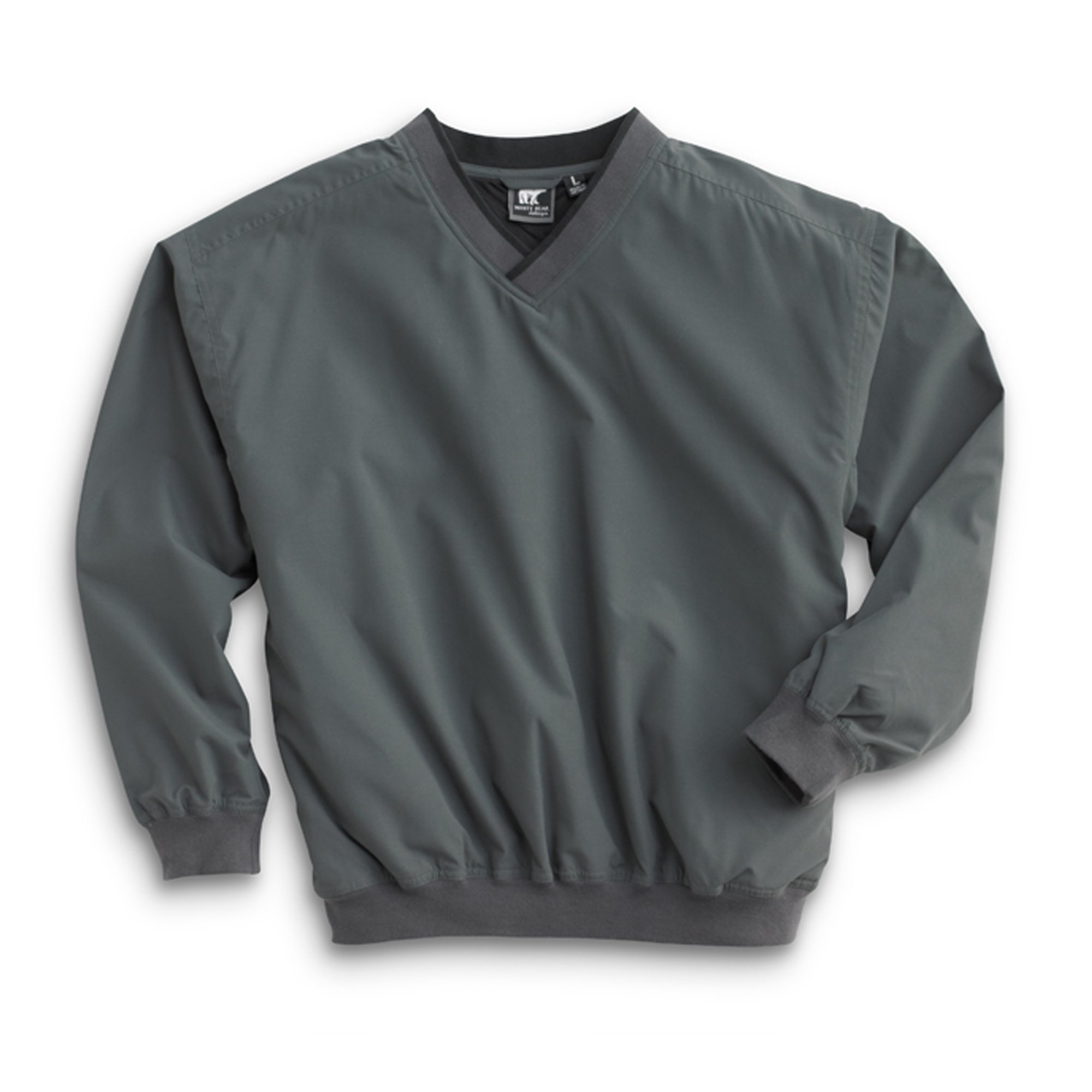W. H. Bear Men's Fully Lined V-Neck Golf and Wind Shirt Charcoal Grey/Black
