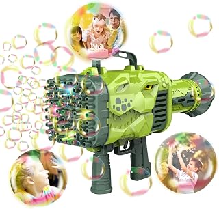 Bubble Machine for Kids, Bubble Maker Gun Dinosaur Bazooka Style with LED Light, 1000+ Bubbles Per Minute, Bubble Machine for Toddlers Birthday Wedding Party