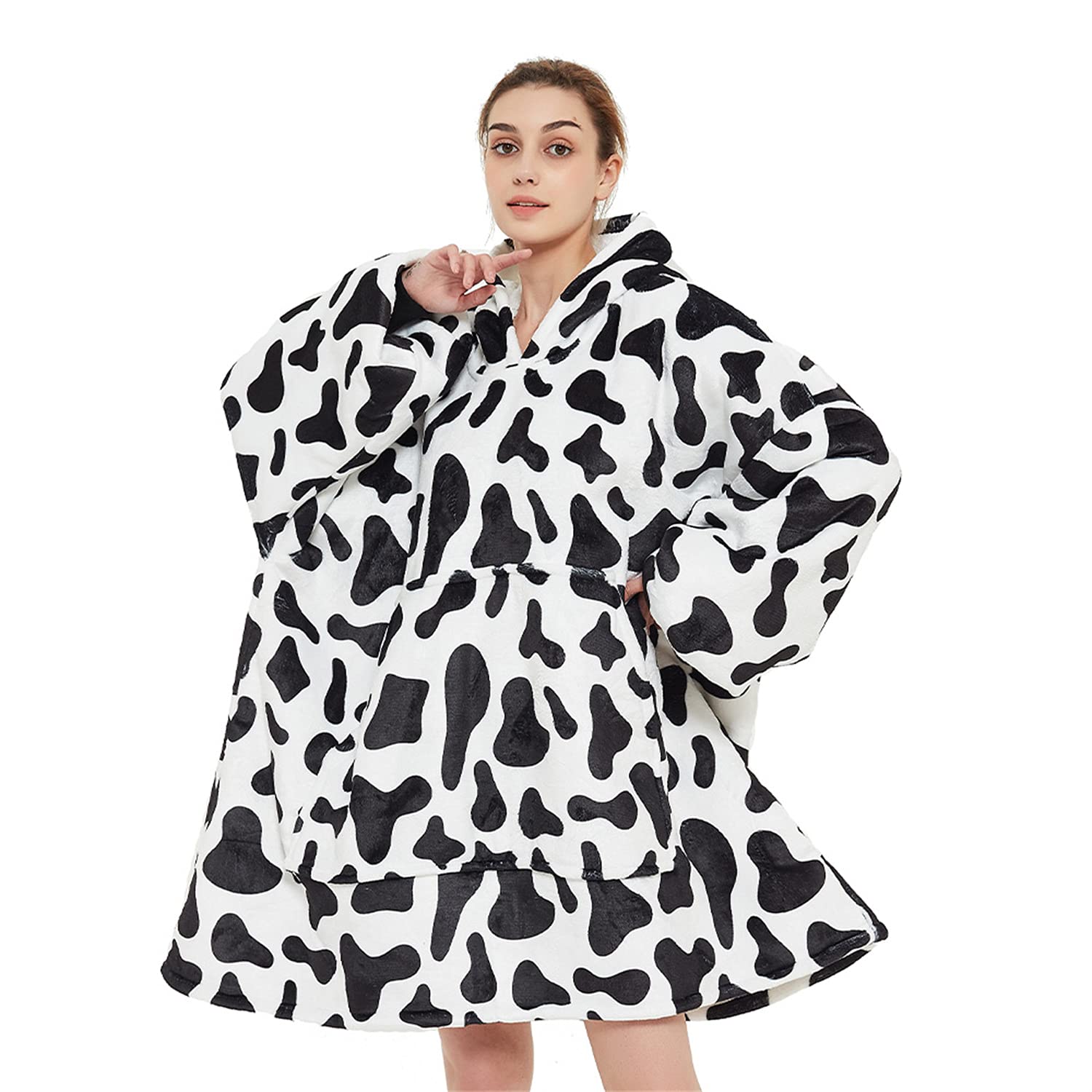 Sacebeleu Decke Hoodie Sweatshirt,Flauschige Sherpa TV-Decke mit Ärmeln,Oversized Kapuzen Pullover Kuscheldecke mit Känguru Tasche,Flanell Fleecedecke,Einheitsgröße für Damen,Herren