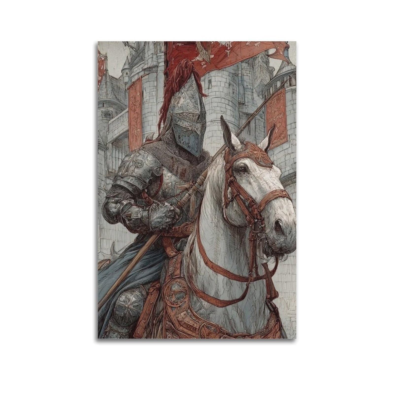 XKUGA Crusader Of The Templar Knight Medieval Poster Temple Modern Decorative Canvas Prints - Ideal Wall Art for Family, Man Cave, Game Room, Boys & Girls Bedroom 20x30inch(50x75cm)