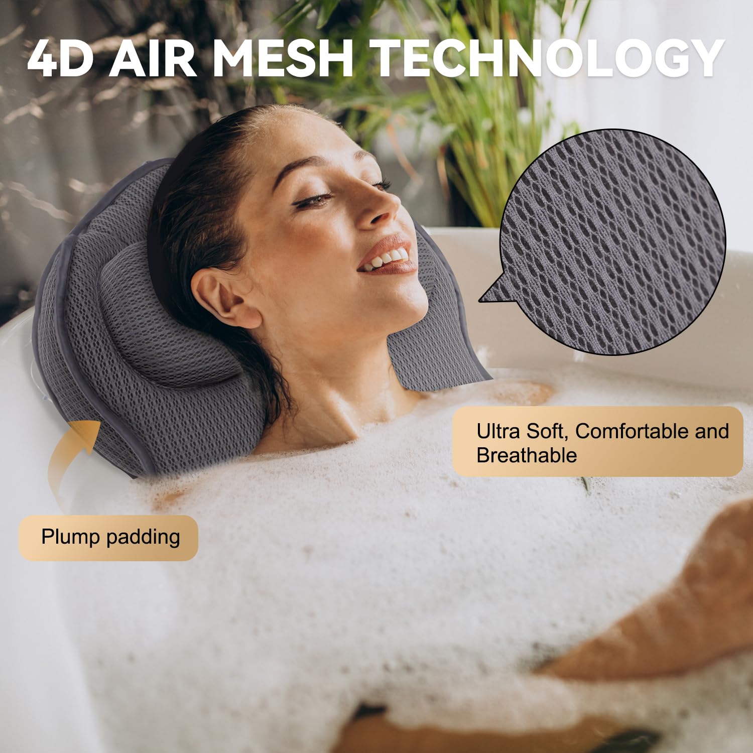 Extra Thick Full Body Bath Pillow with Head, Neck & Back Support