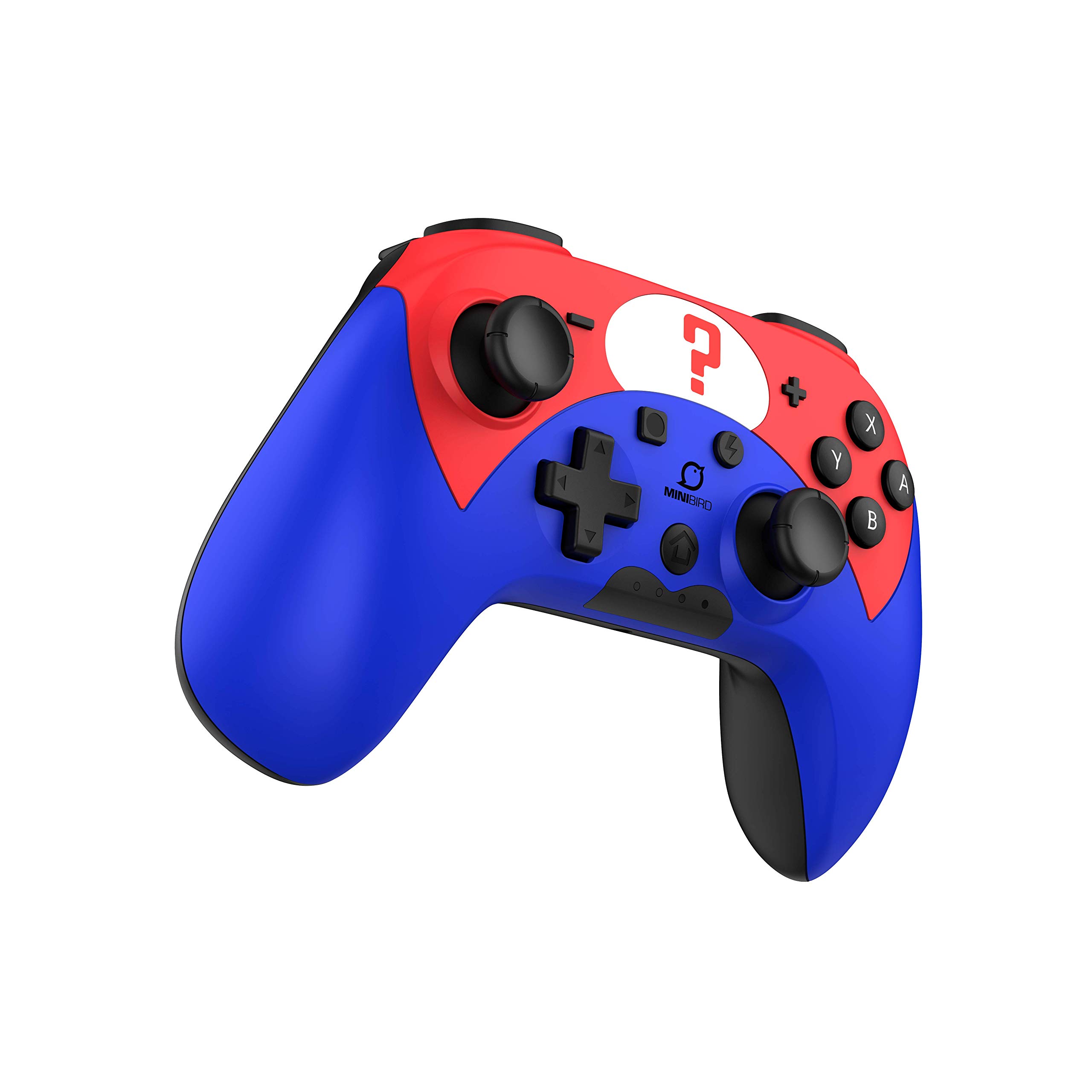 MINIBIRD Pop Top - The Question Controlador inalámbrico Bluetooth para Nintendo Switch - 16 horas de autonomía - Mando compacto y compatible para Switch/Switch Lite/Switch Pro - Azul y Rojo