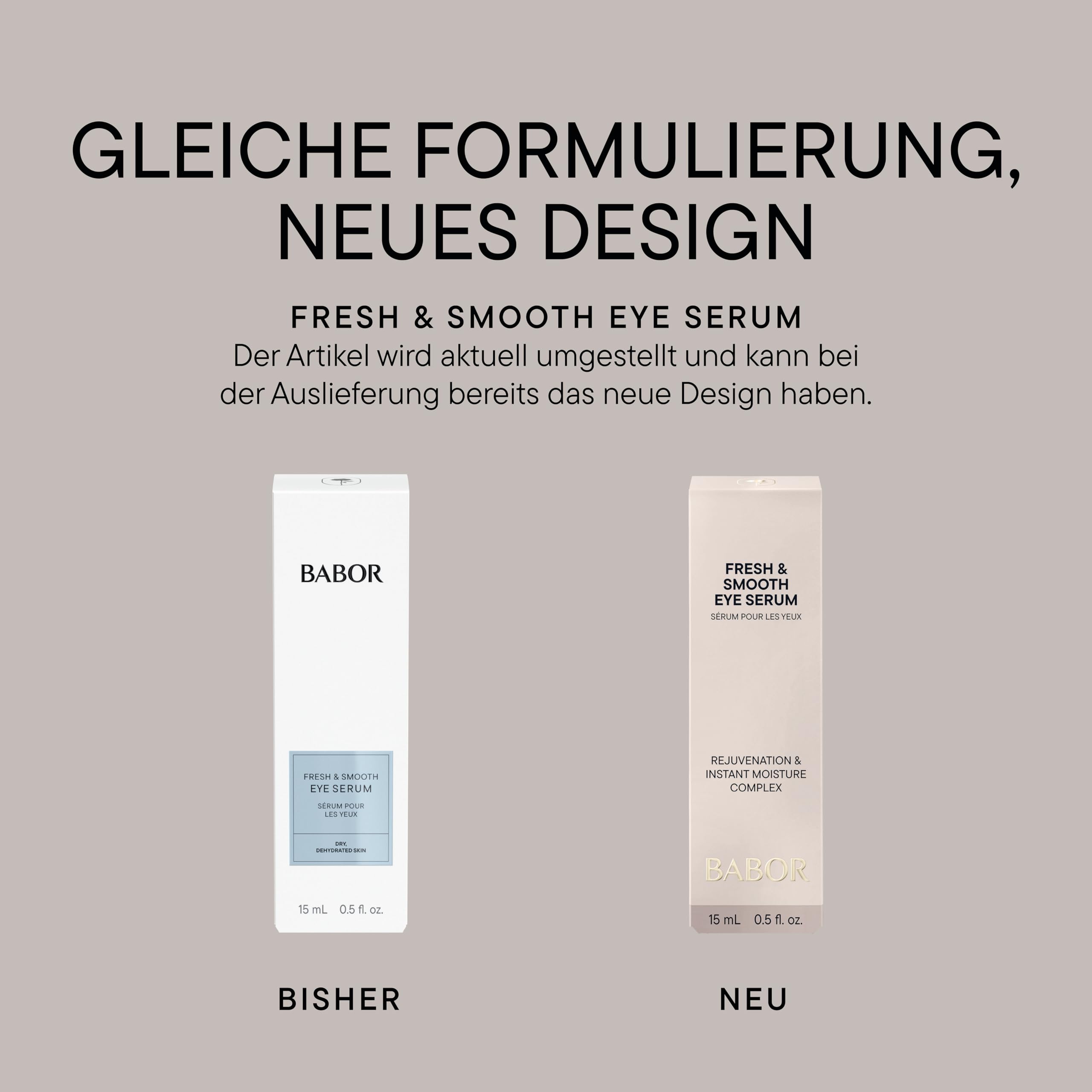 BABOR Fresh & Smooth Eye Serum | Intensive Feuchtigkeit & Frische für eine glatte Augenpartie | Hyaluronsäure, LIFT-UP & Aloe Vera | Augenserum - 15ml