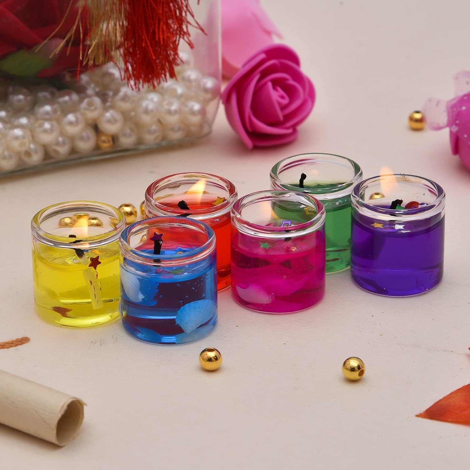 Smokeless Decorated Mini Cute Little Glass Jelly Gel Small Candles Diya for Home Decor, Diwali Decoration (6) (B0DCVR72CY) Amazon Price History, Amazon Price Tracker