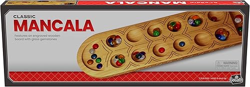 Juego clásico de Mancala cuenta con una tabla de madera maciza de tamaño completo con exquisitas piedras de detalle de Pressman para 2 jugadores