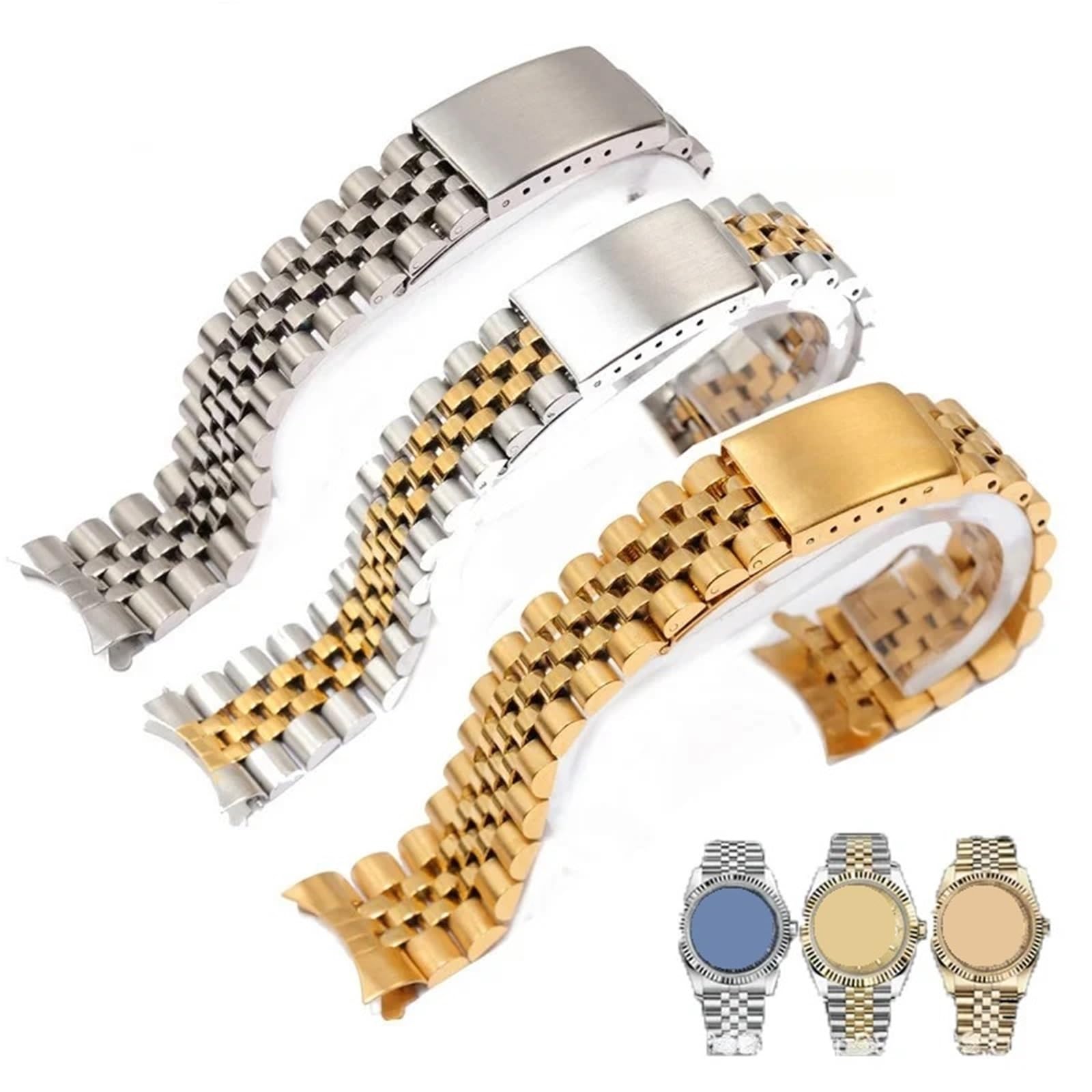 Cinturino Orologio Acciaio Inox Fibbia Pieghevole Larghezza Variabile