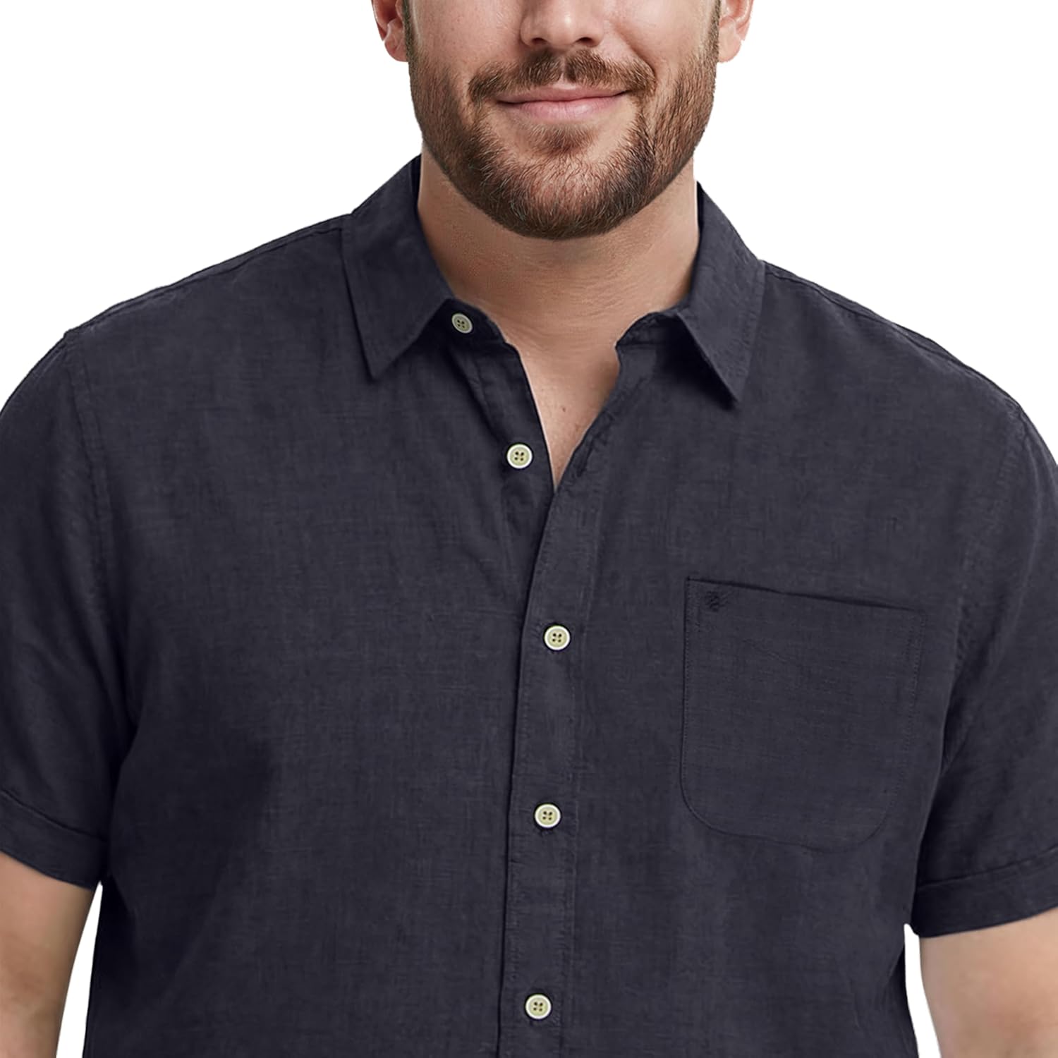 Izod Men's Big & Tall Luxury Classics Short Sleeve Solid Button Down Shirt