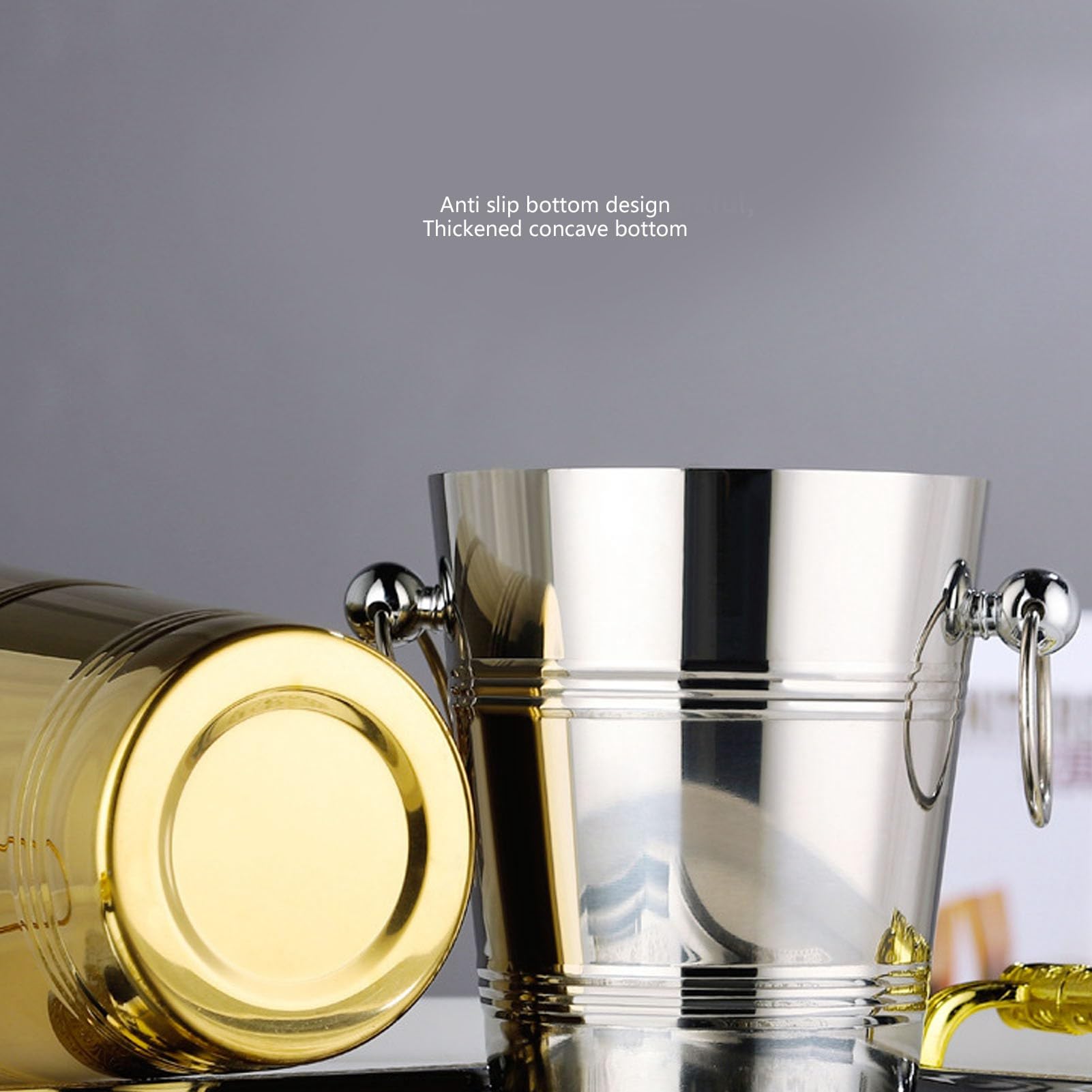 Generic Secchiello per Vino in Acciaio Inossidabile con Doppi Manici e Finitura Lucida per Birra, Champagne e Feste (L)