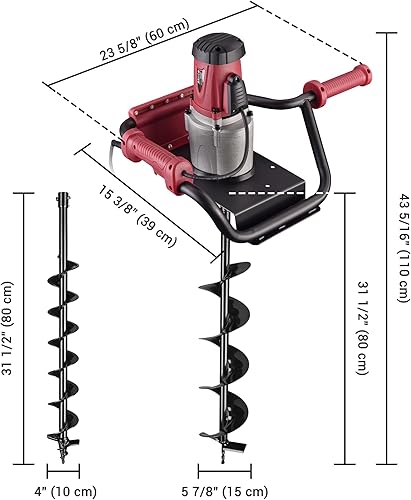 Miniatura 21 de YesHom 1500W Eléctrica 1-Man Post Hole Digger con broca de tierra de 6 pulgadas taladro 2HP Powerhead para la excavación de suelo de la planta