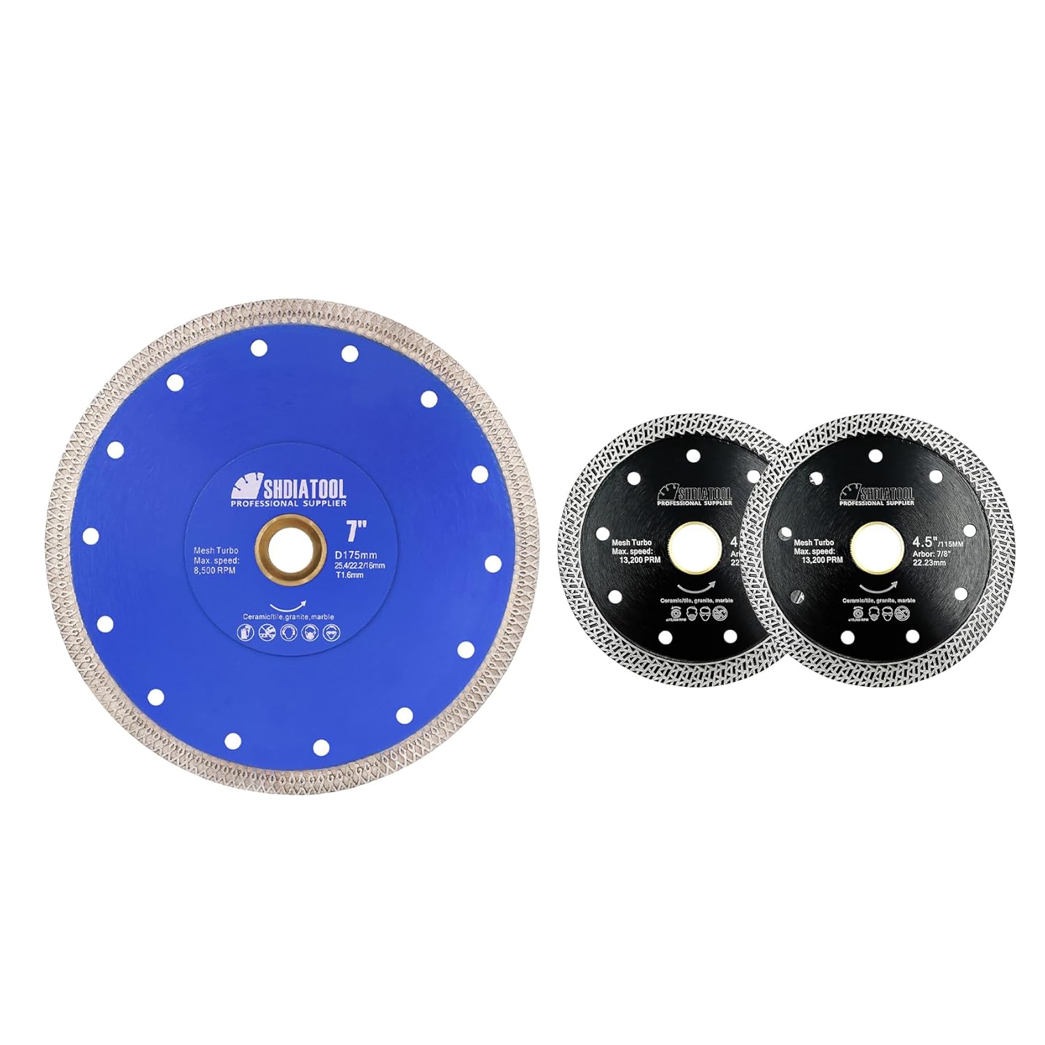 SHDIATOOL 7 Inch Diamond Saw Blade Cutting Disc for Porcelain Tile Ceramic Granite Marble Brick 180mm