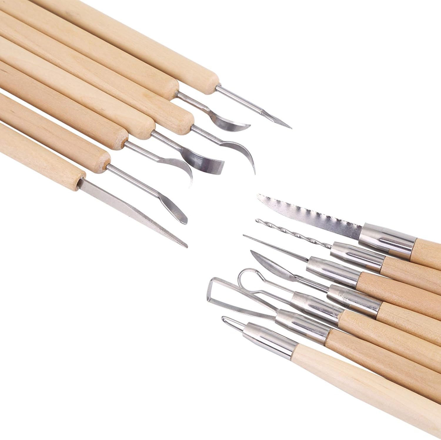 HEEPDD Ceramic & Pottery Tools Sculpting Tools with Rolling Cloth Bag for Art Paint Wood Model Ergonomic Wooden Wax Modeling Clay Carving Knife Kit 30Pcs Polymer Clay Pottery