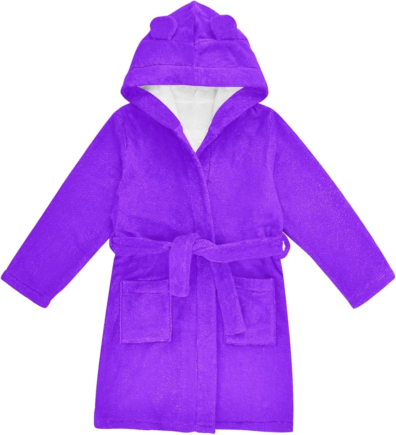 ODAWA Violet Kids Bathrobe, Soft Plush Hooded Robe for Boys Girls, Quick Dry Swim Beach Bath Towel Wrap