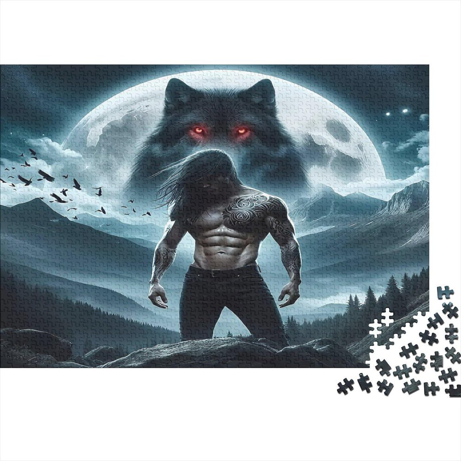 Werewolf Night Scene Natural Landscape Puzzle for Adults 1000 Piece Family Relaxation 38x26cm/1000pcs